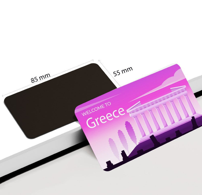 dhcrafts Rectangular Rubber Fridge Magnet / Magnetic Card Pink Greece D1 Design Pack of 1 (8.6cm x 5.4cm)